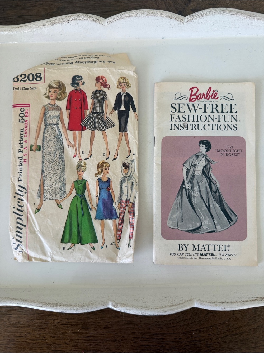 Vintage 1960s Barbie Fashion Sewing Patterns Cut - Simplicity 6208